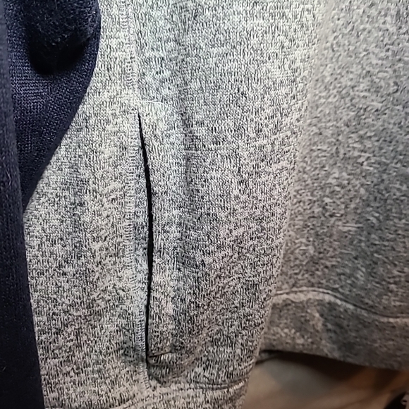 Sonoma Mens Large Sweater 1/4 Snap Front Long Sleeve Heather Gray & Blue - Picture 3 of 6